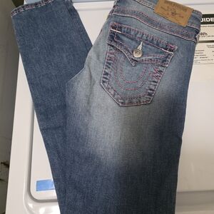 True Religion Denim Jeans with Pink Stitch